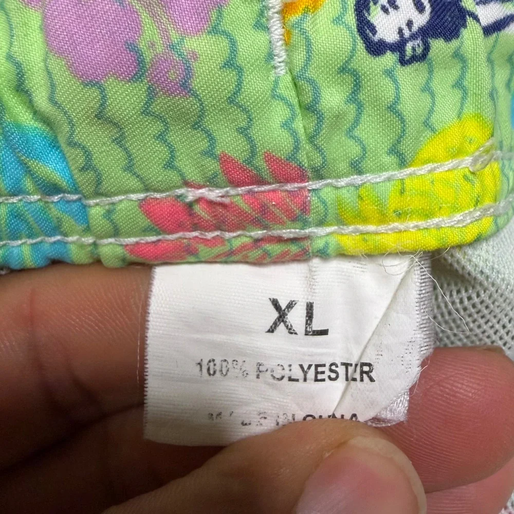 Peter Millar Swim Trunks Mens XL Green MS17P07 Hula Girl Tropical Print Shorts